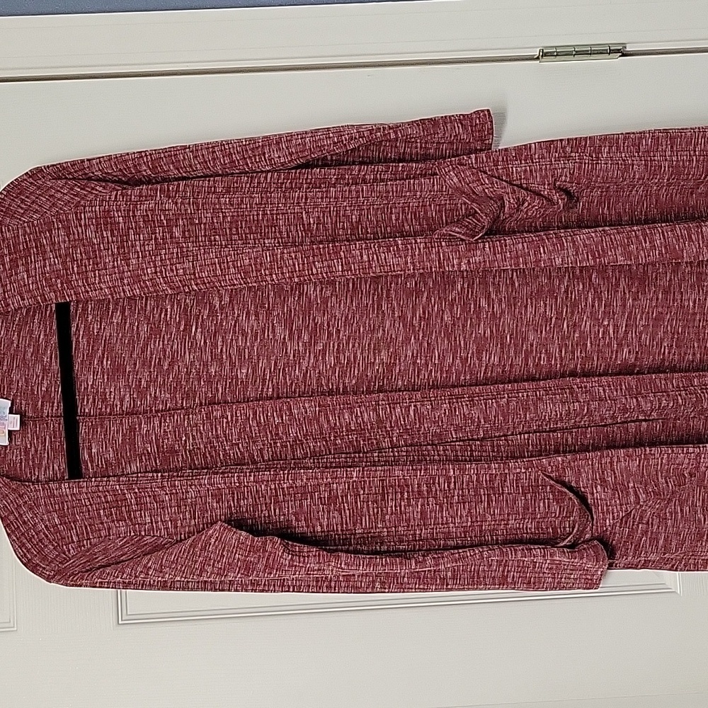 Lularoe Sarah, long cardigan,  heathered maroon,  small